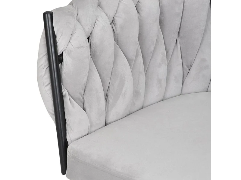 Lot de 2 chaises en velours tressé gris clair et pieds métal - BOWI 2