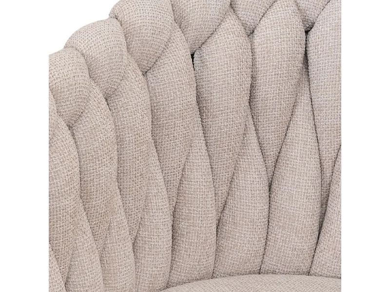 Chaise en tissu maille tressé beige avec pieds métal noir - BOWI 2