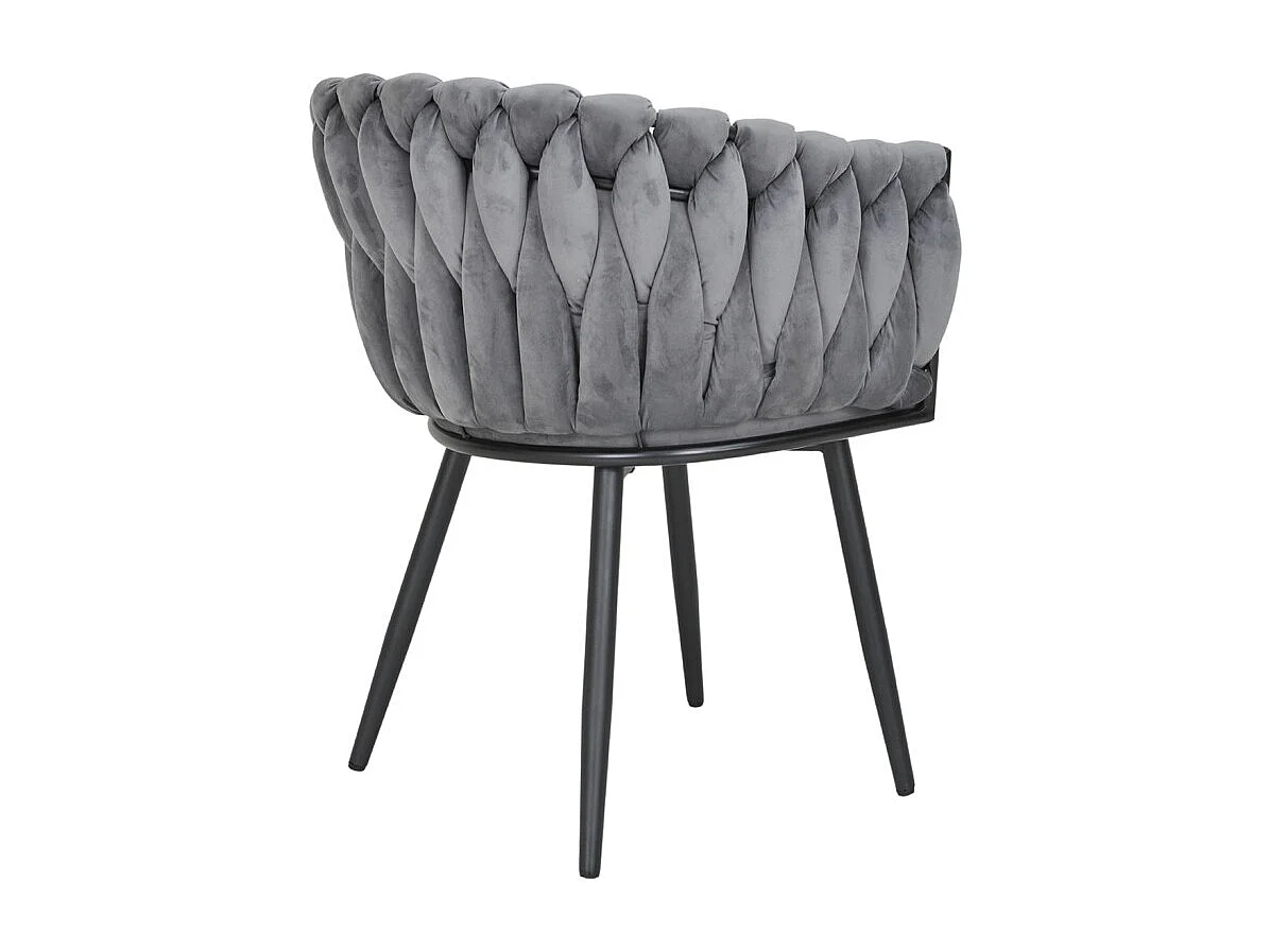 Chaise en velours tressé doux gris anthracite et pieds métal - BOWI 2