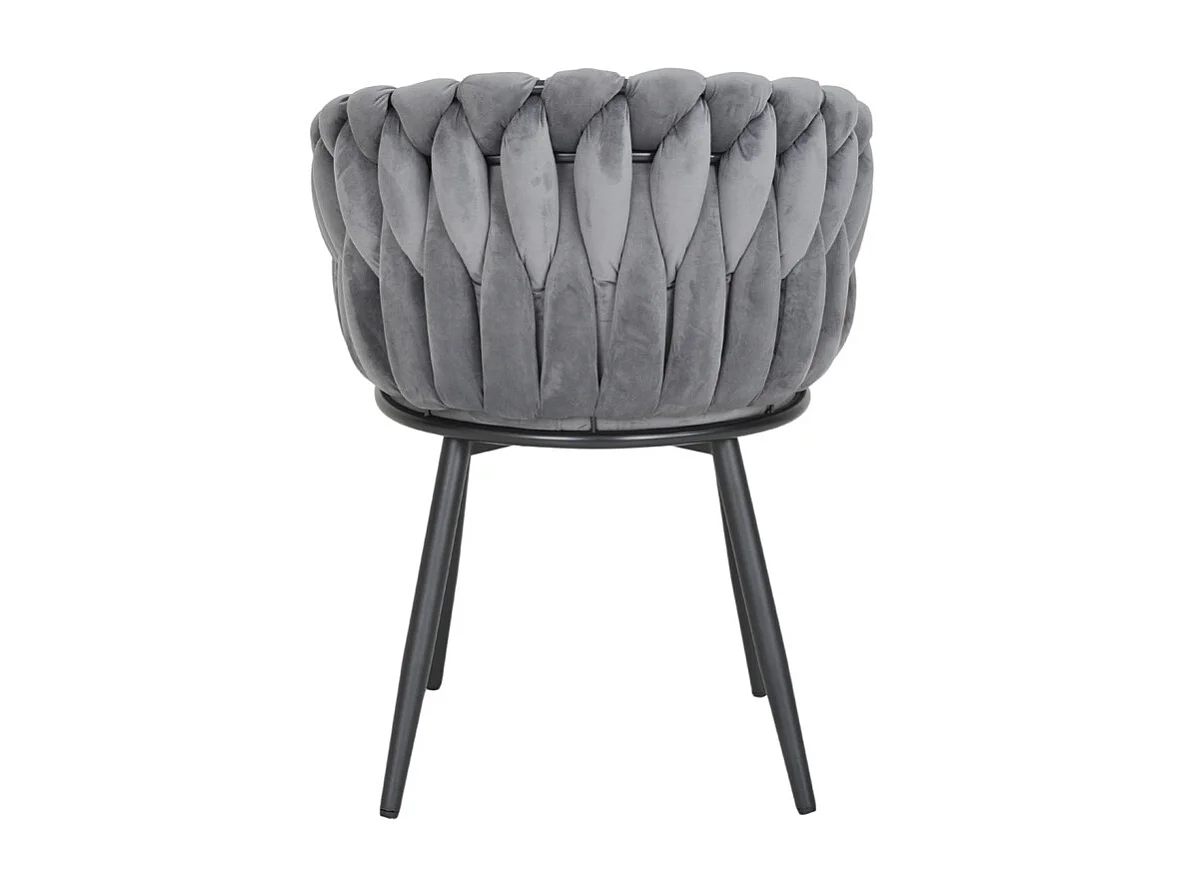 Chaise en velours tressé doux gris anthracite et pieds métal - BOWI 2