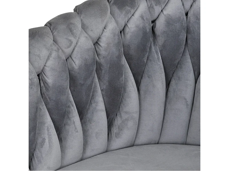 Chaise en velours tressé doux gris anthracite et pieds métal - BOWI 2