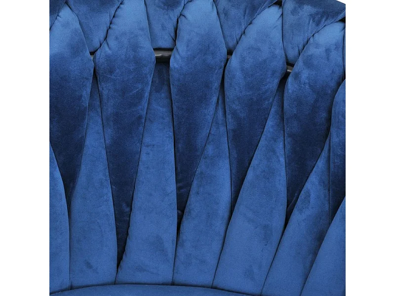 Chaise en velours tressé doux bleu nuit avec pieds métal noir - BOWI 2