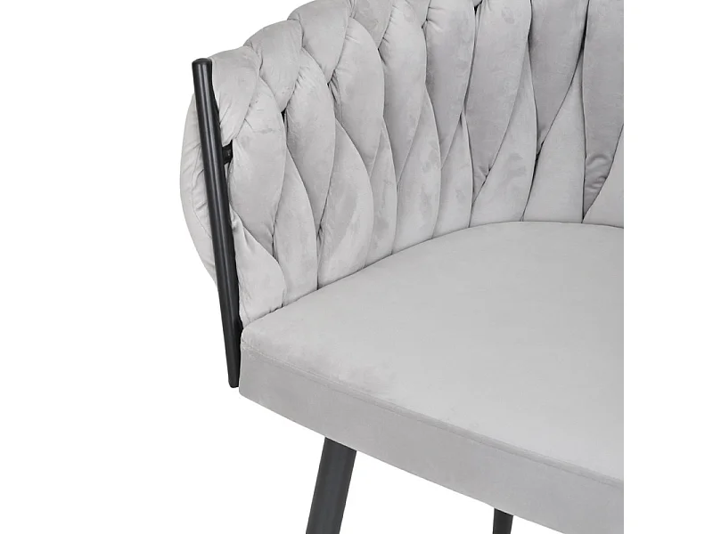 Chaise en velours tressé doux gris clair avec pieds métal - BOWI 2