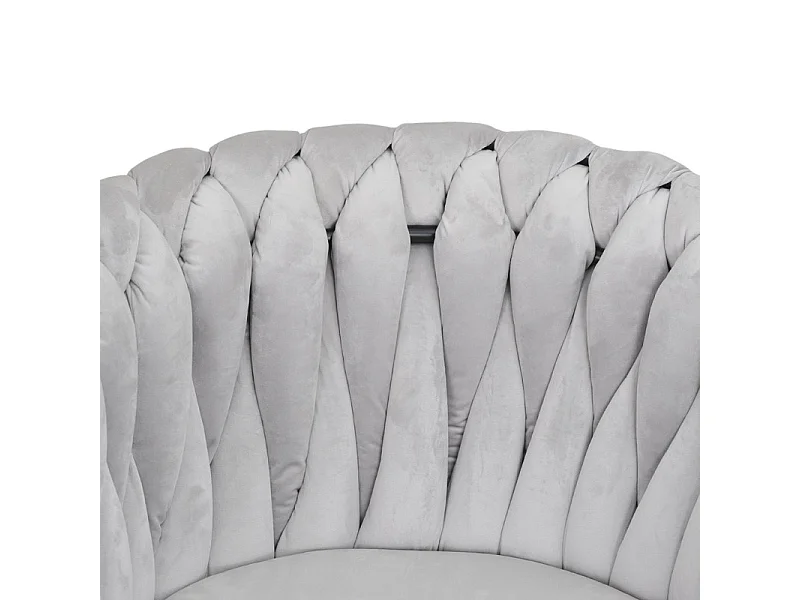 Chaise en velours tressé doux gris clair avec pieds métal - BOWI 2