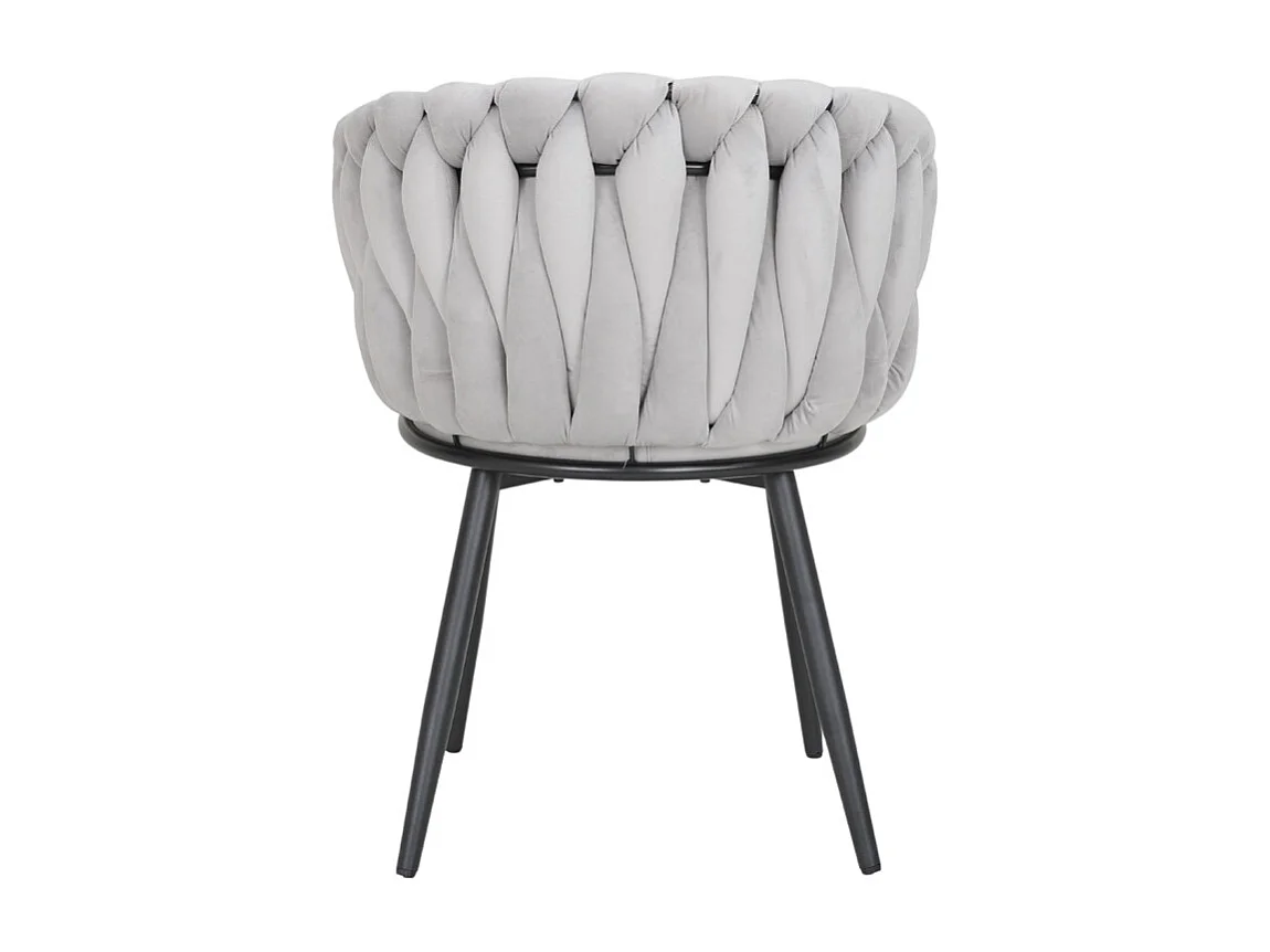 Chaise en velours tressé doux gris clair avec pieds métal - BOWI 2