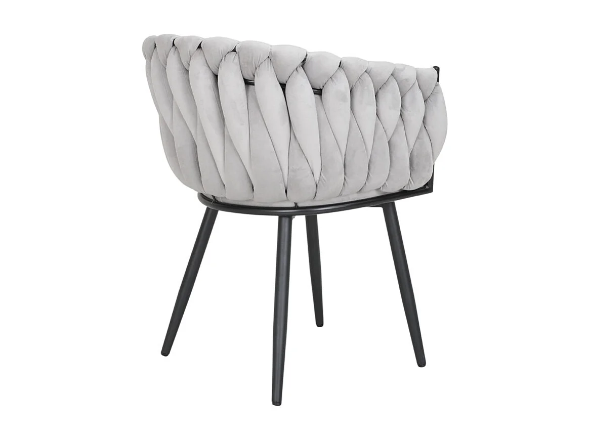 Chaise en velours tressé doux gris clair avec pieds métal - BOWI 2