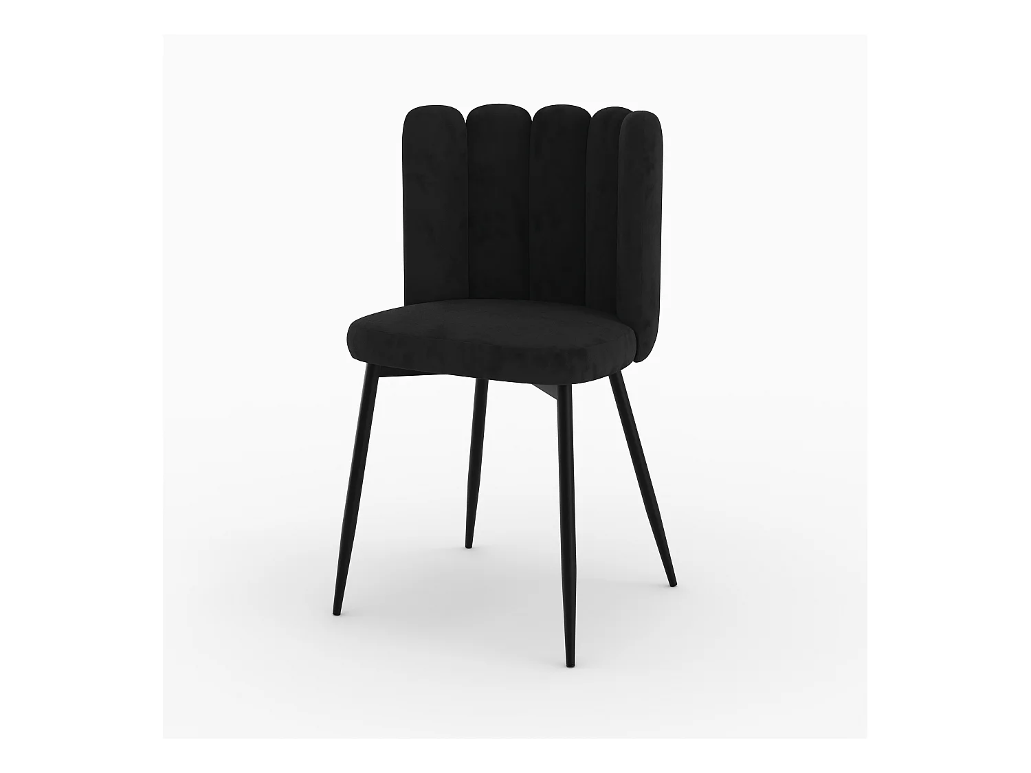 Chaise en velours noir et pieds en métal noir - Rosy