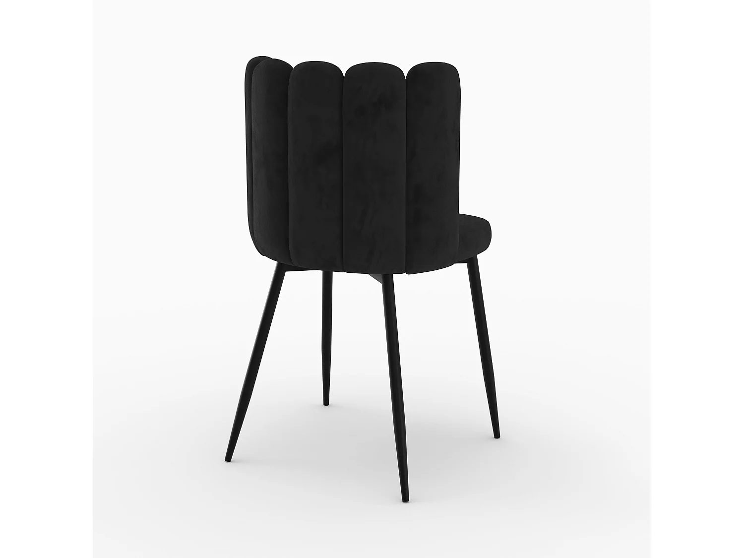 Sedia in velluto nero con gambe in metallo nero - Rosy