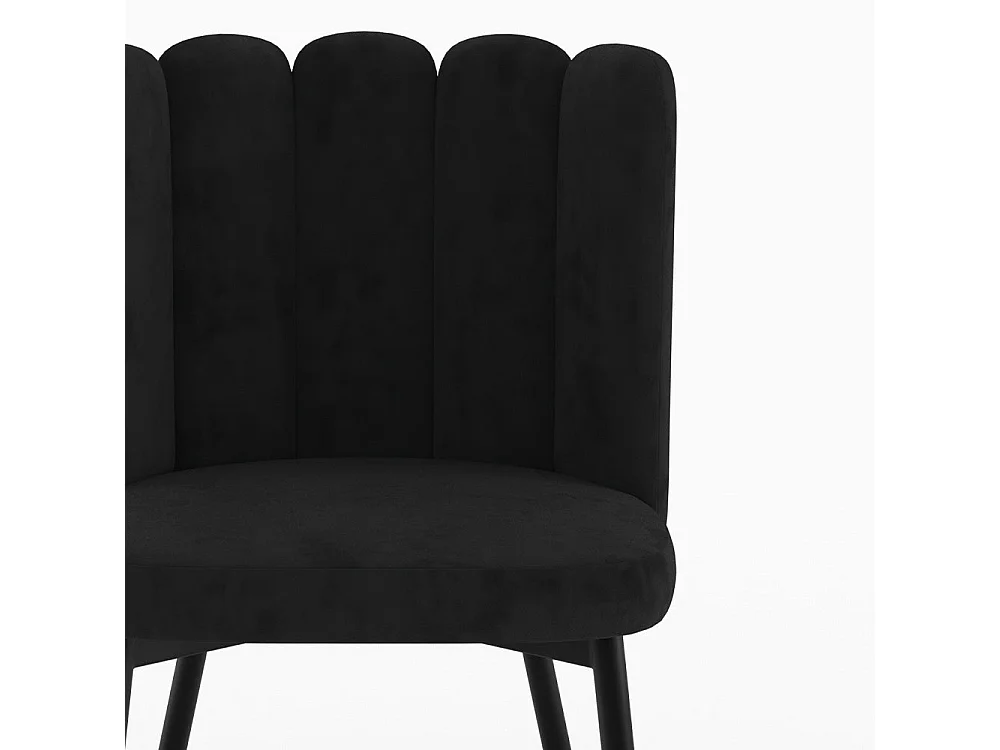 Sedia in velluto nero con gambe in metallo nero - Rosy