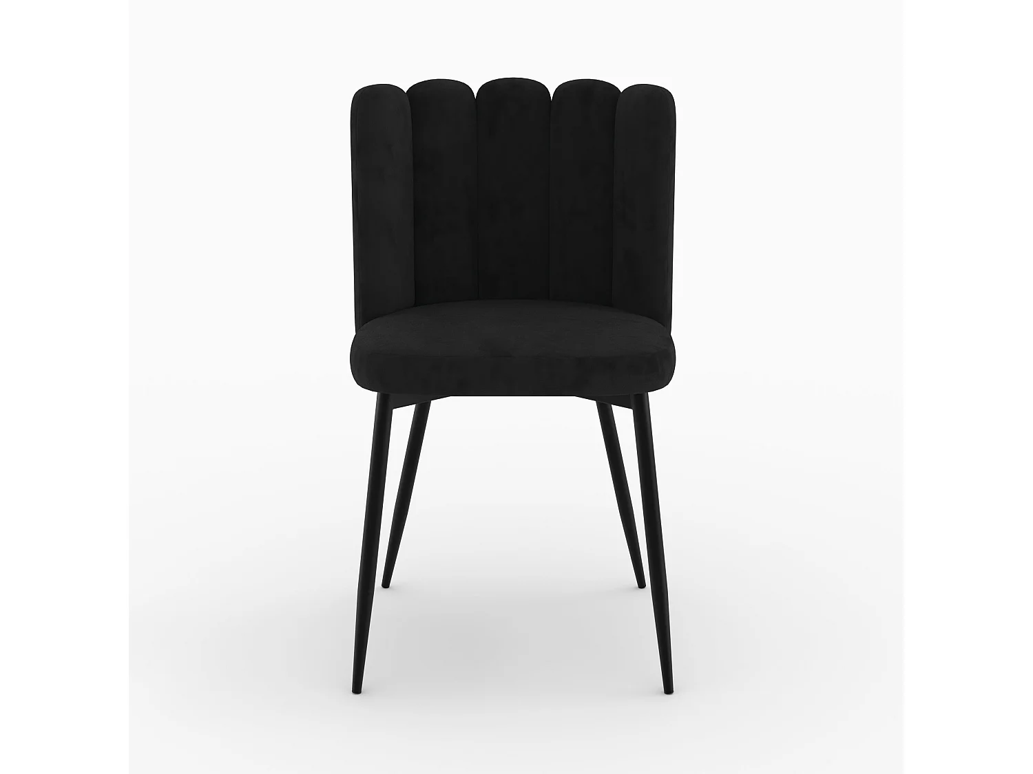 Sedia in velluto nero con gambe in metallo nero - Rosy