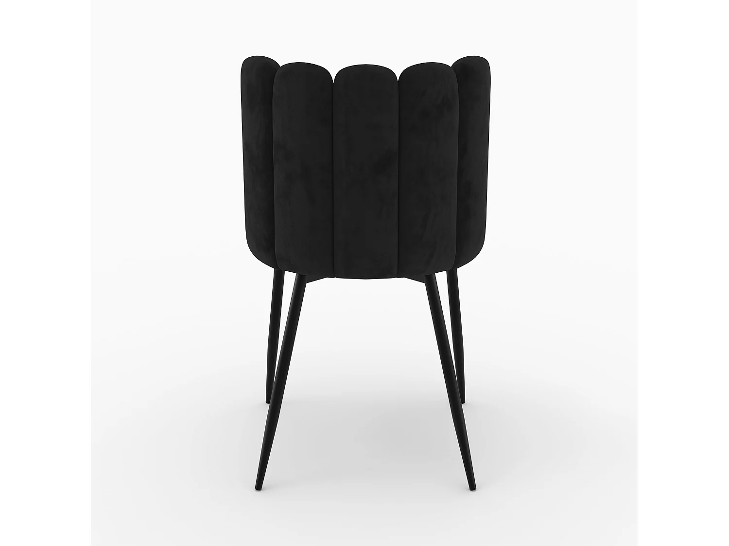 Sedia in velluto nero con gambe in metallo nero - Rosy