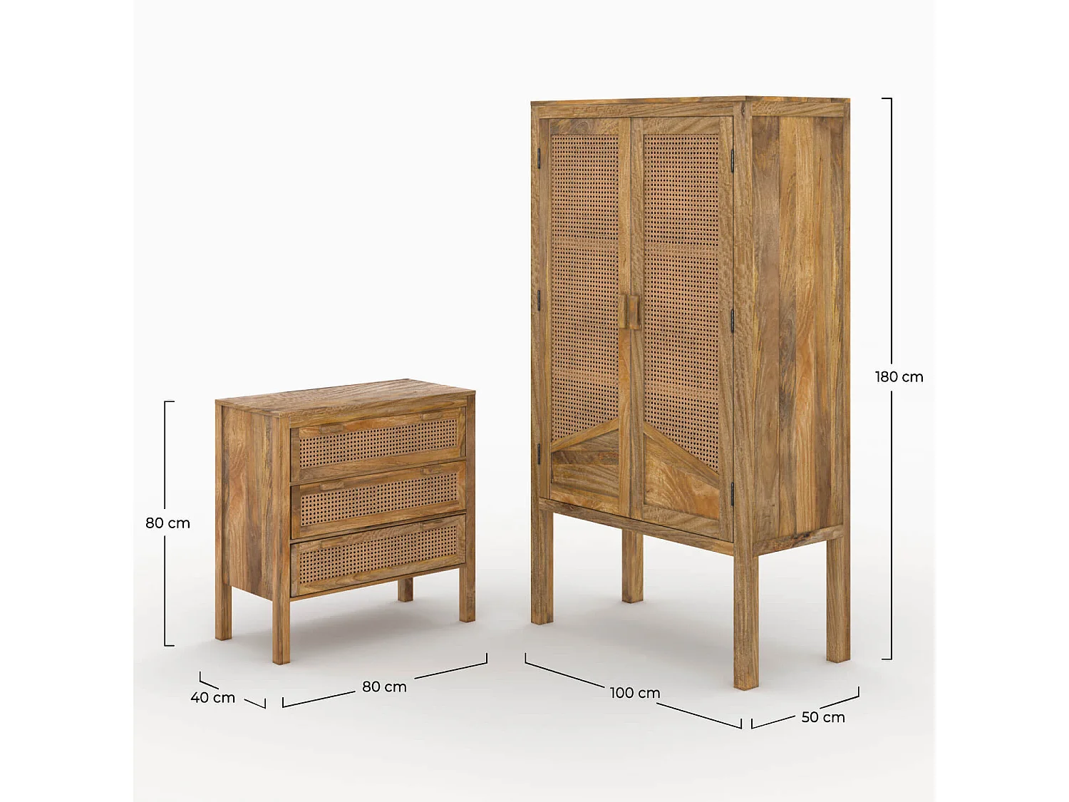 Pack cómoda y armario de madera - Tiki