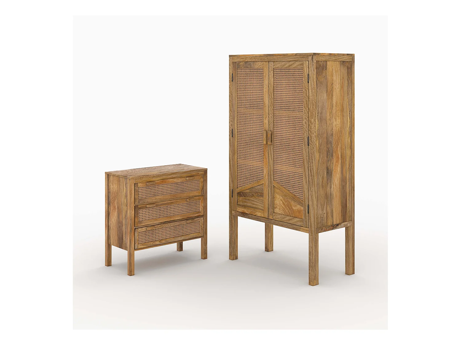 Ensemble commode et armoire en bois - Tiki