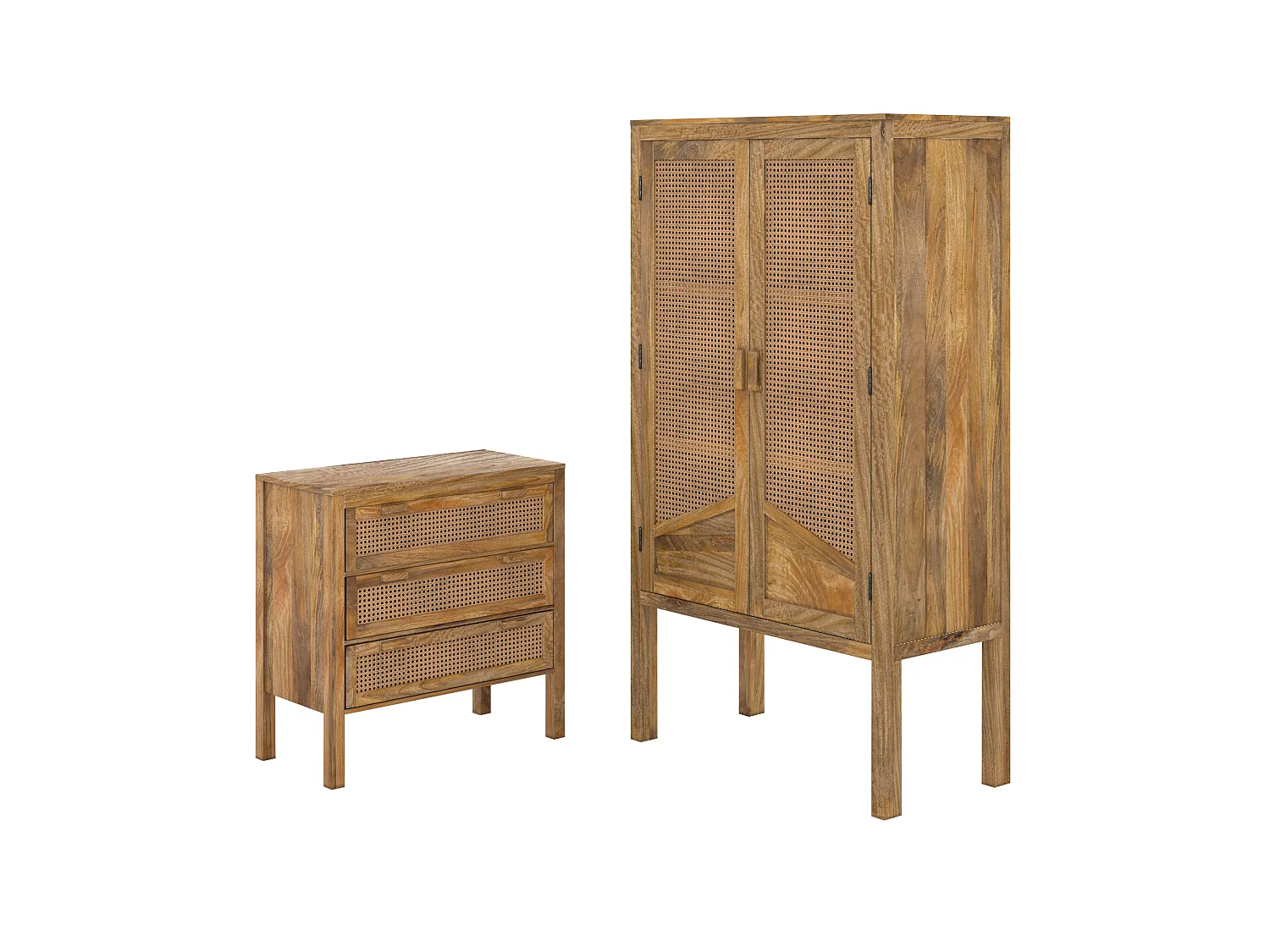 Pack cómoda y armario de madera - Tiki