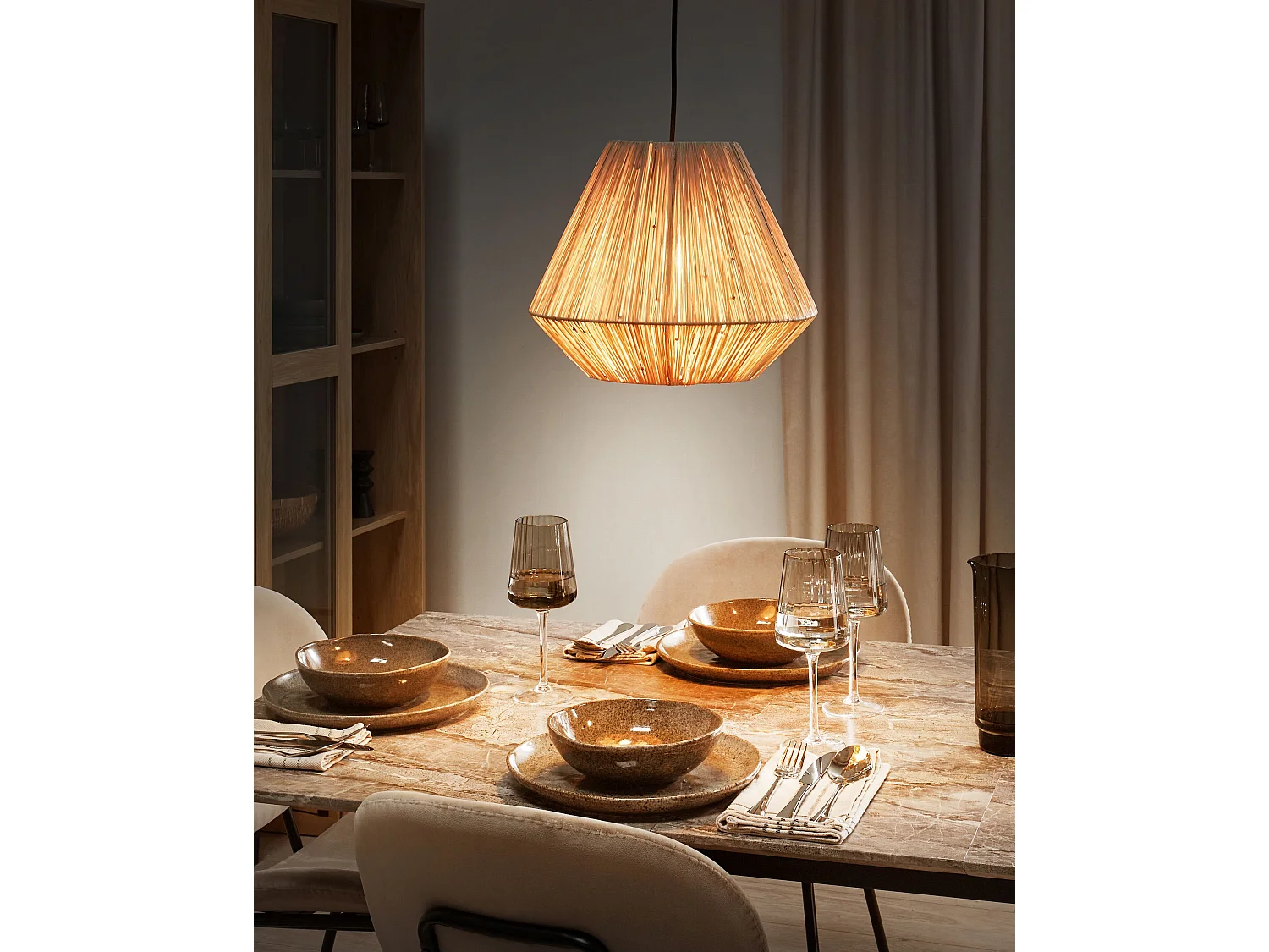 Lampe suspension DAMIT Osier Naturel