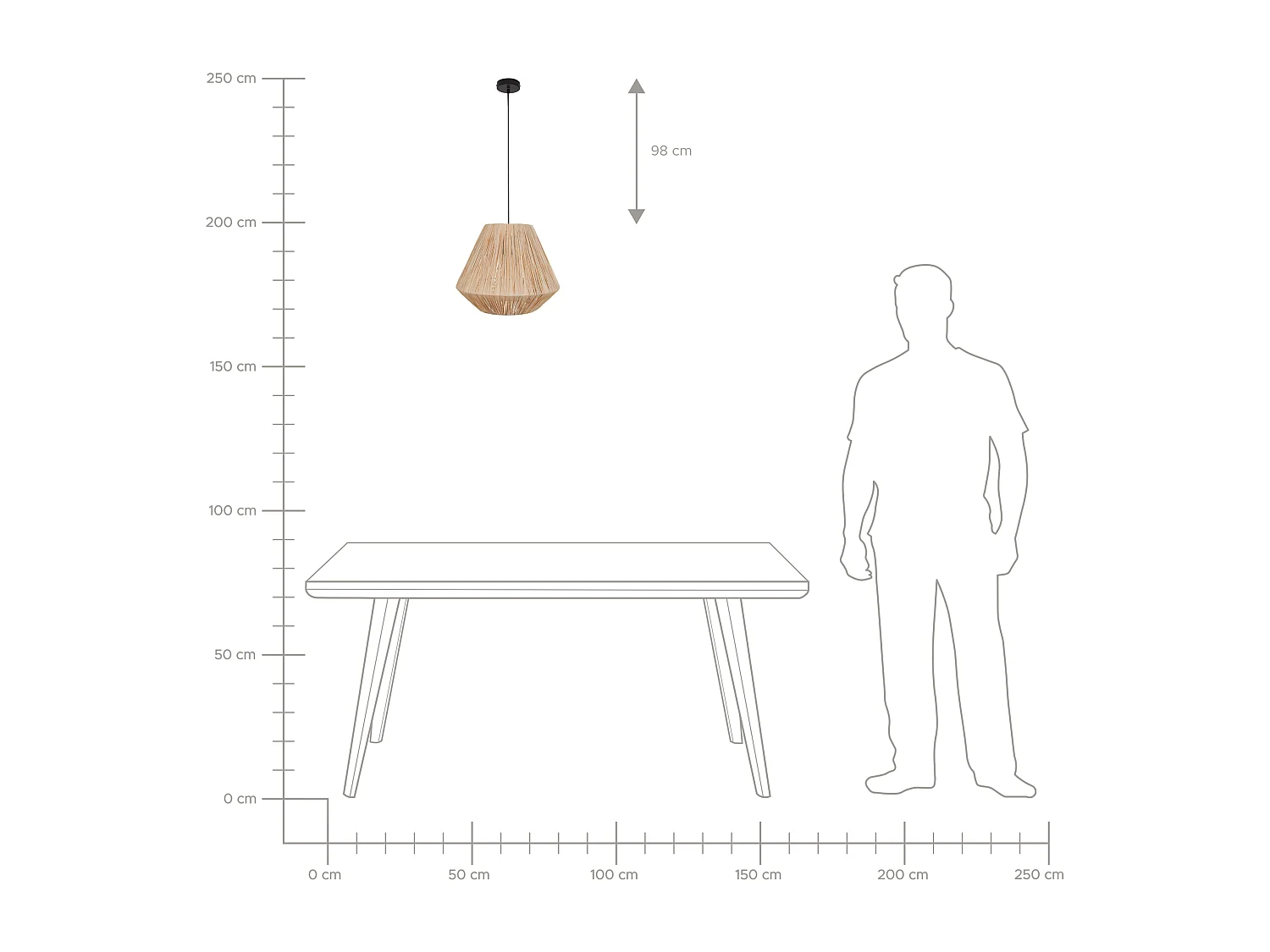 Lampe suspension DAMIT Osier Naturel