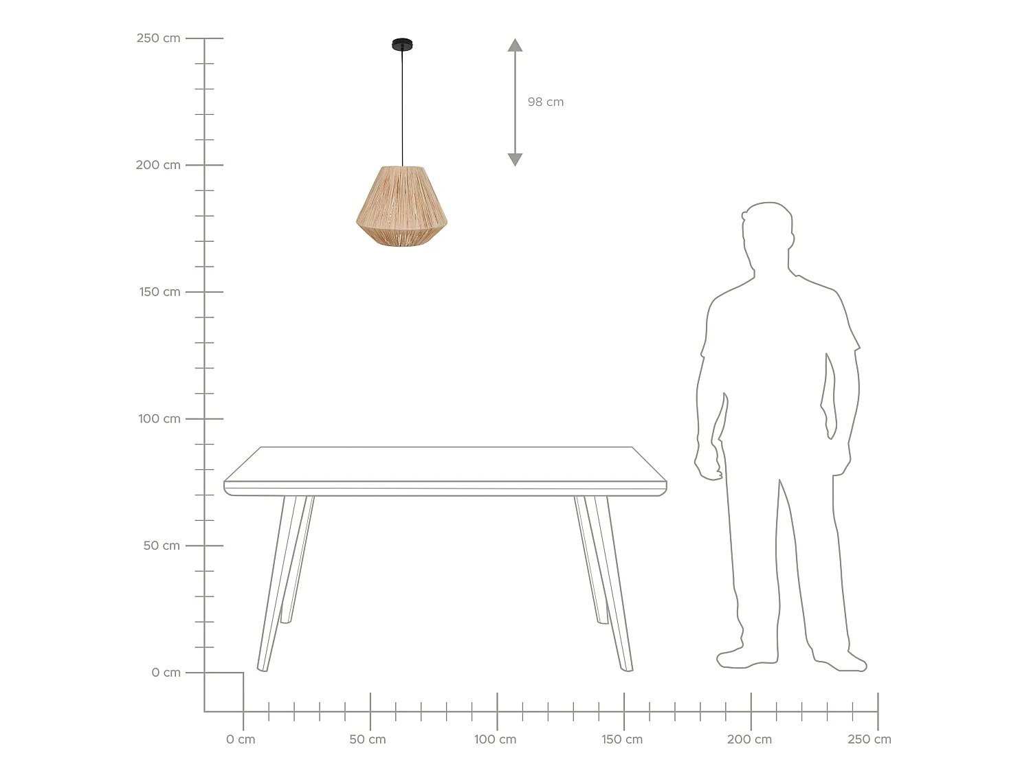Lampe suspension DAMIT Osier Naturel