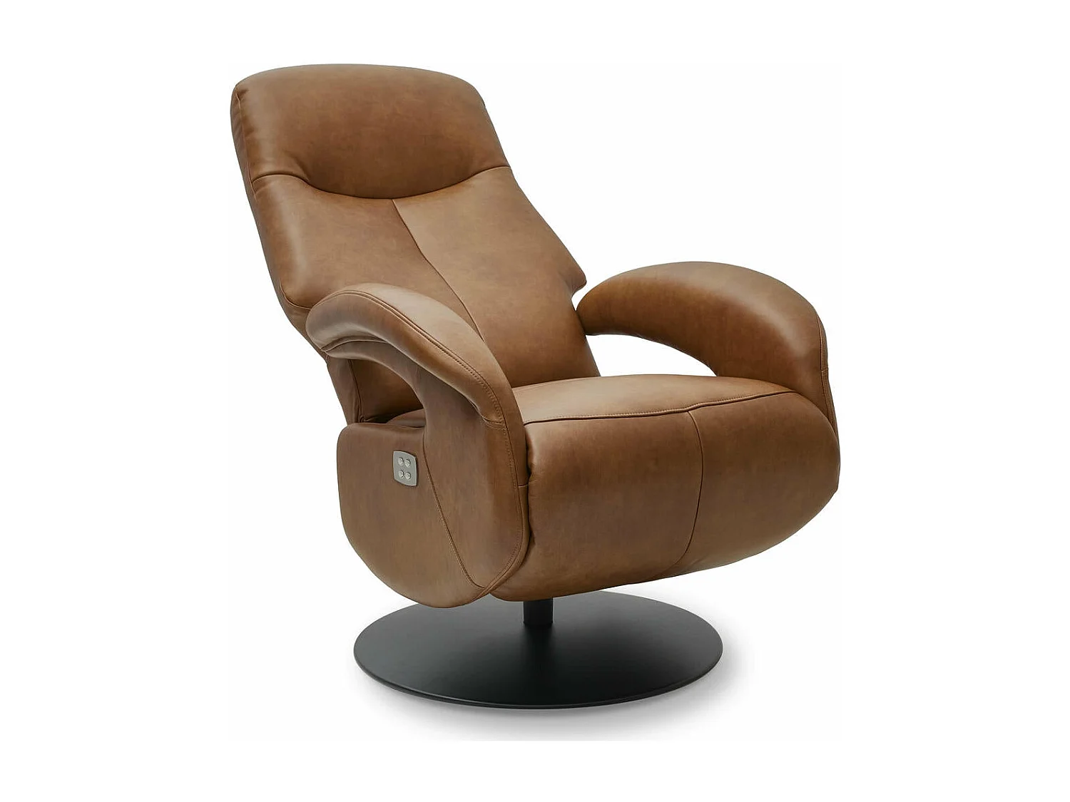 Fauteuil relax électrique Bull - Cuir et métal - Marron