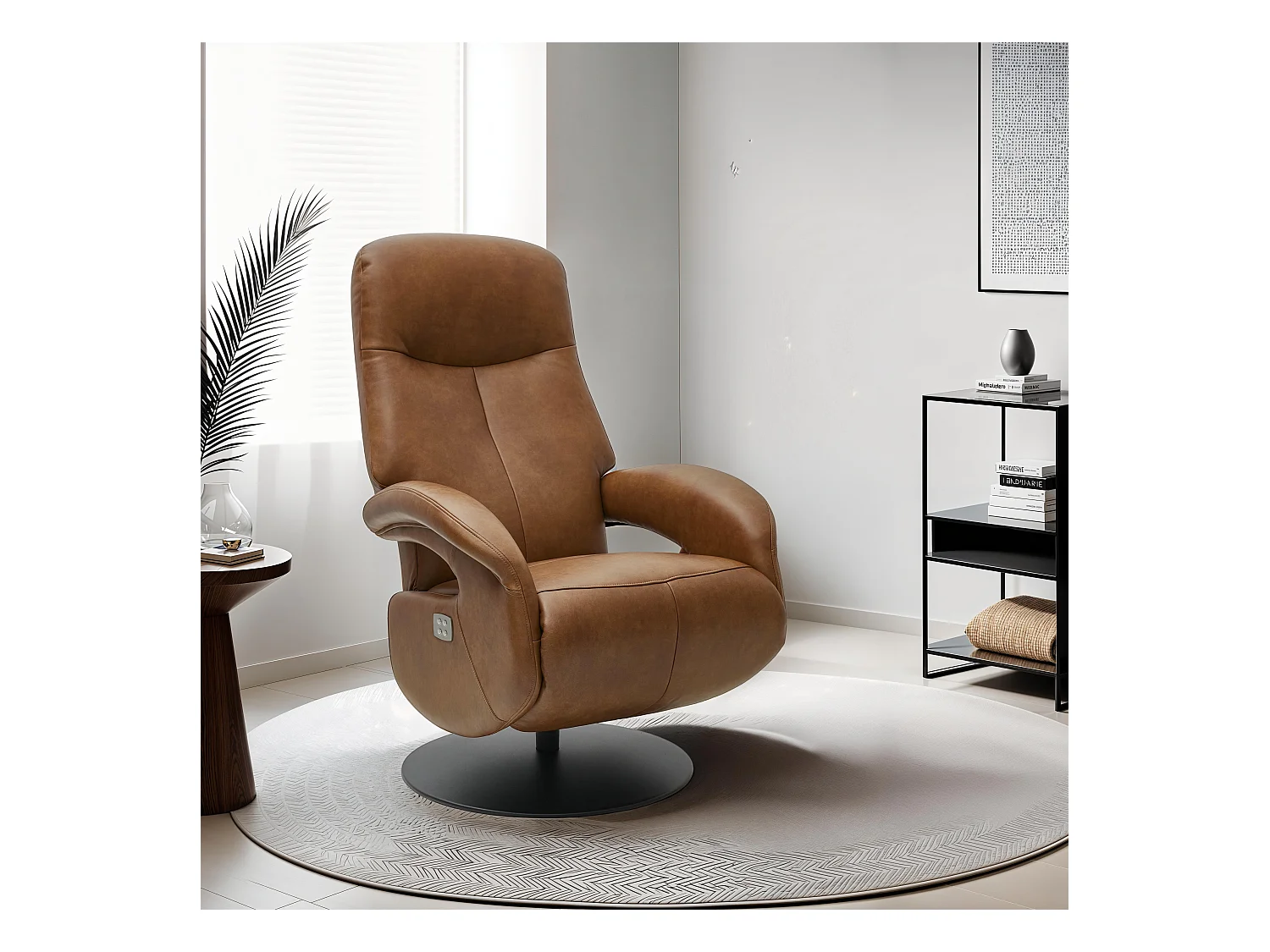 Elektrische relaxfauteuil Bull - Leer & metaal - Bruin
