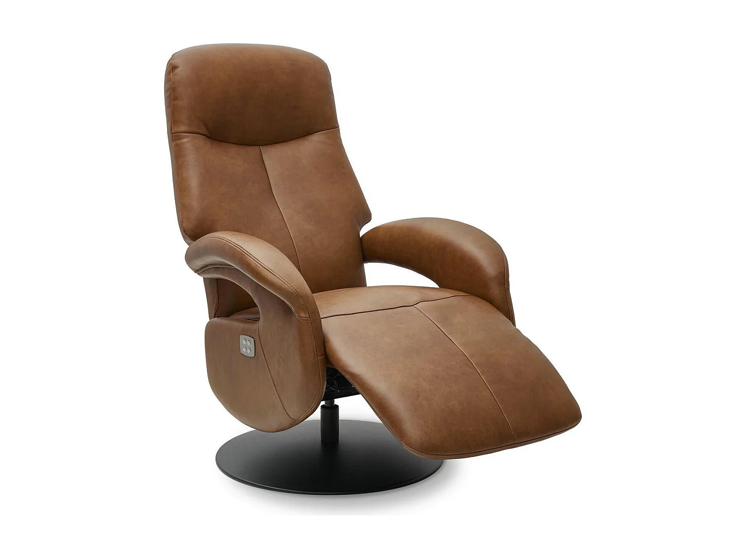 Fauteuil relax électrique Bull - Cuir et métal - Marron