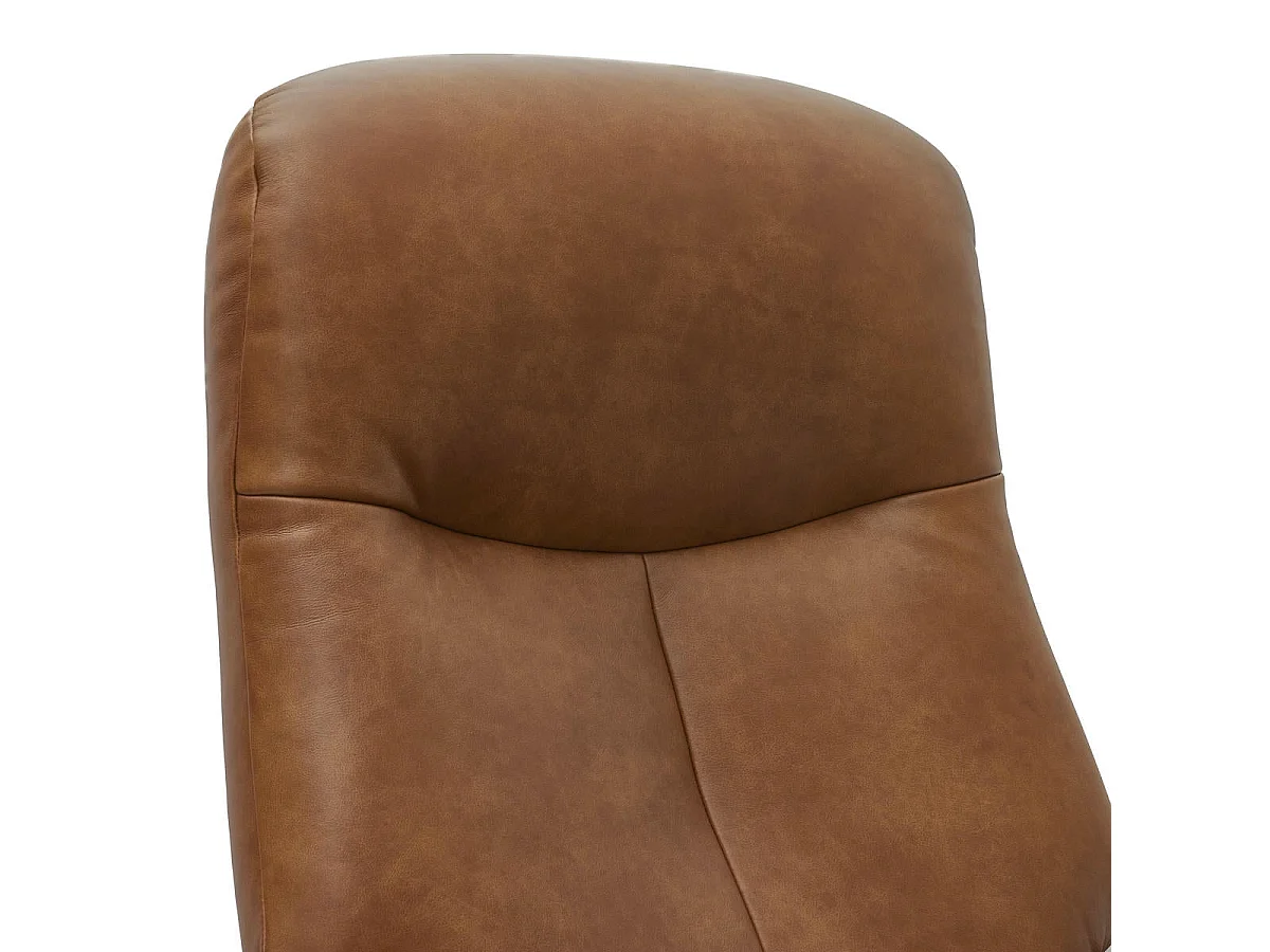 Fauteuil relax électrique Bull - Cuir et métal - Marron