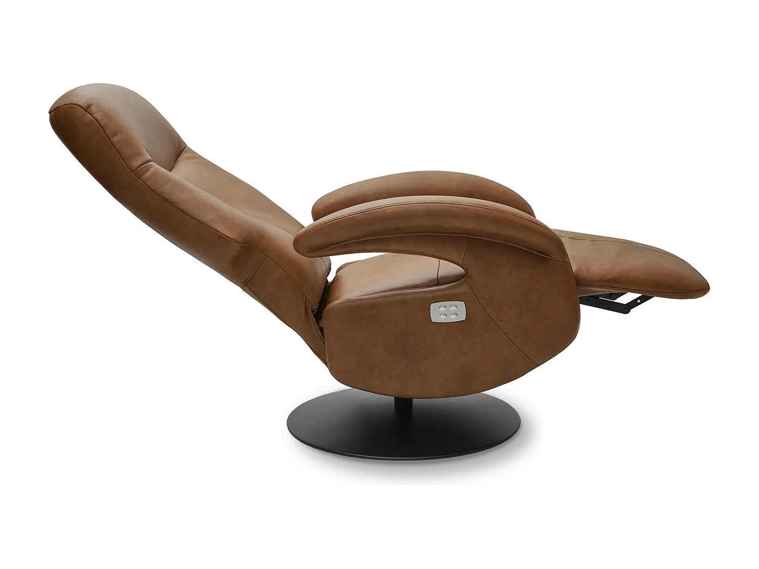 Fauteuil relax électrique Bull - Cuir et métal - Marron