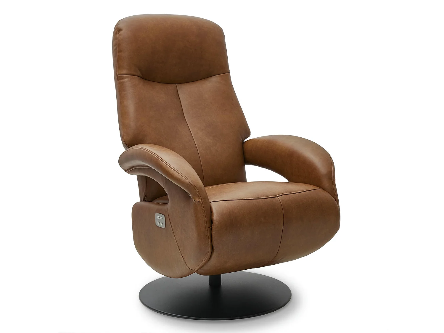 Fauteuil relax électrique Bull - Cuir et métal - Marron