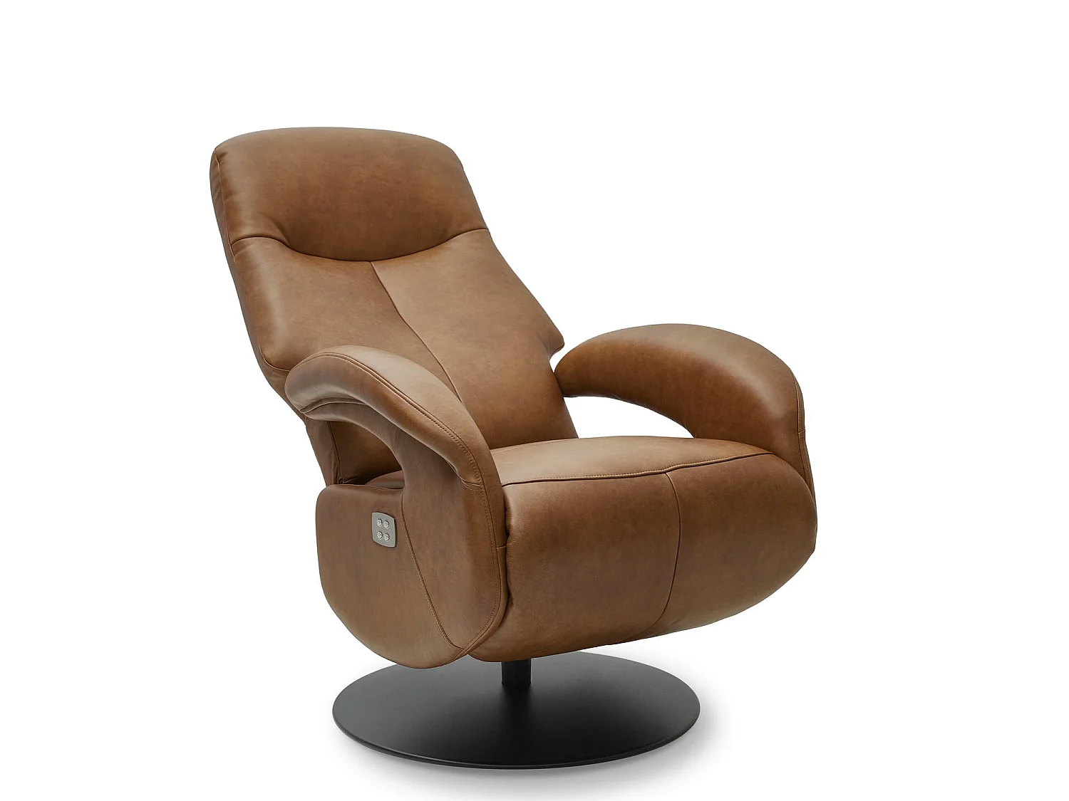 Fauteuil relax électrique Bull - Cuir et métal - Marron