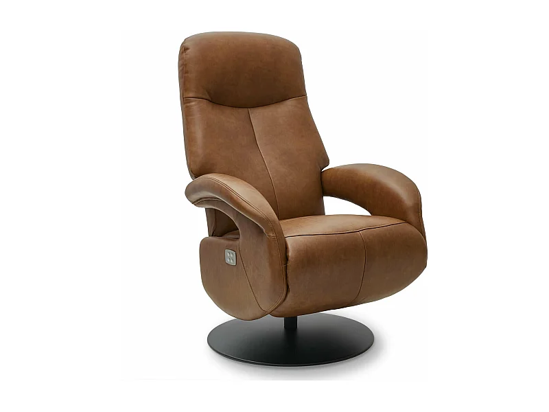 Elektrische relaxfauteuil Bull - Leer & metaal - Bruin