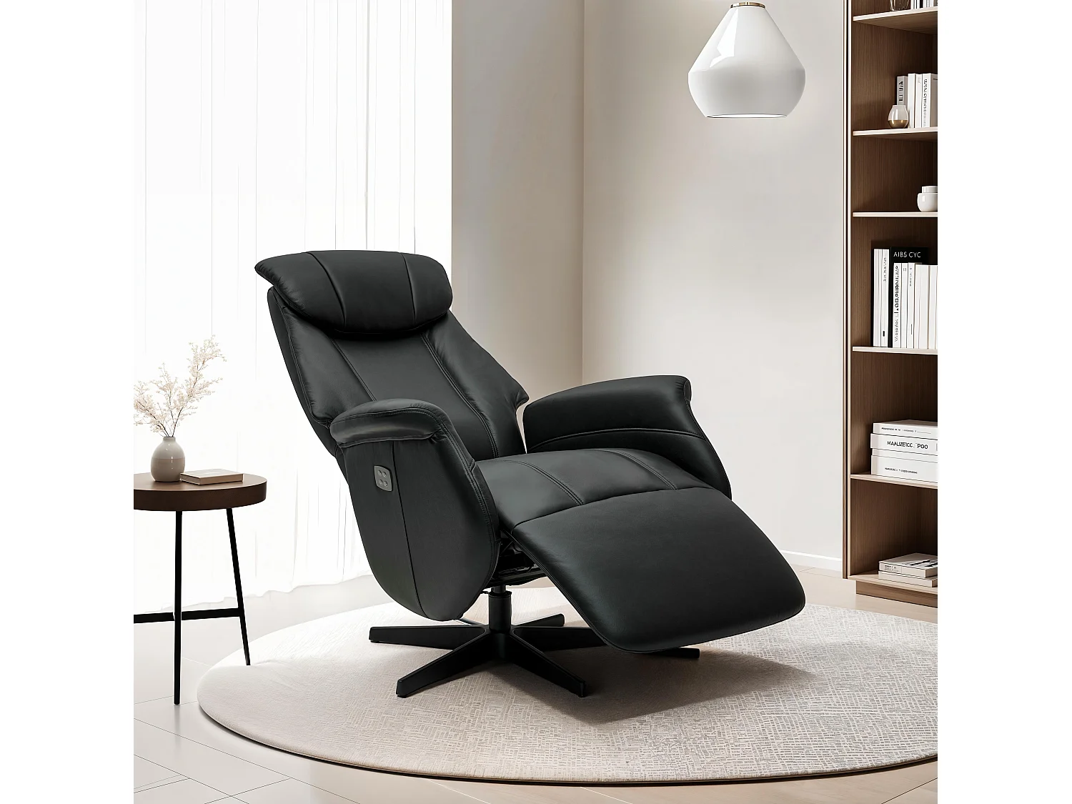 Fauteuil relax électrique Bonanza - Cuir et métal - Noir