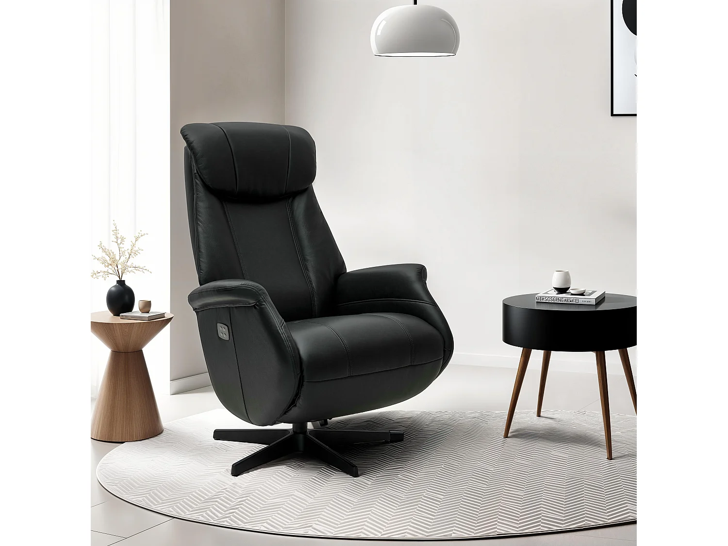 Fauteuil relax électrique Bonanza - Cuir et métal - Noir