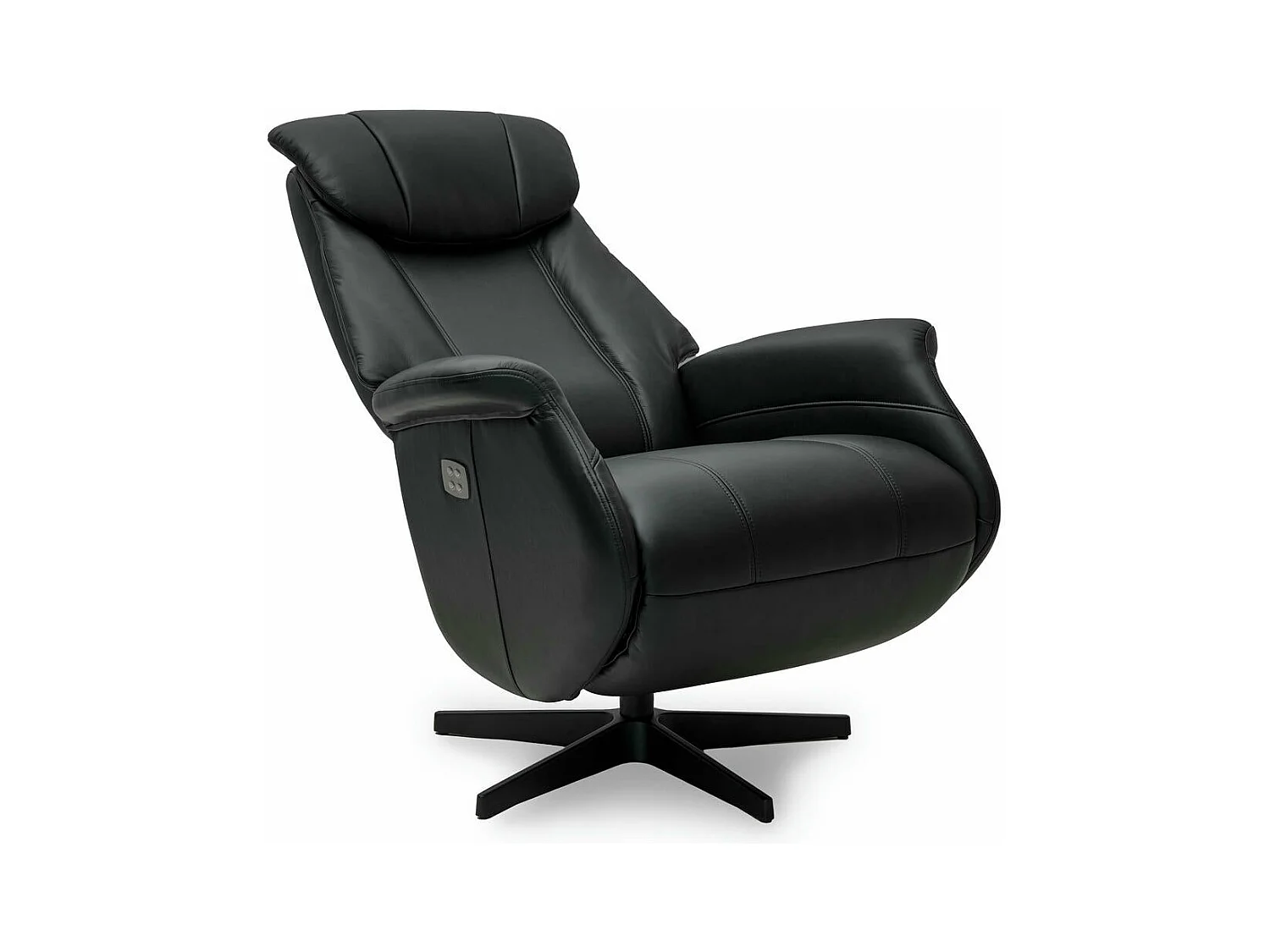 Elektrische relaxfauteuil Bonanza - Leer & metaal - Zwart