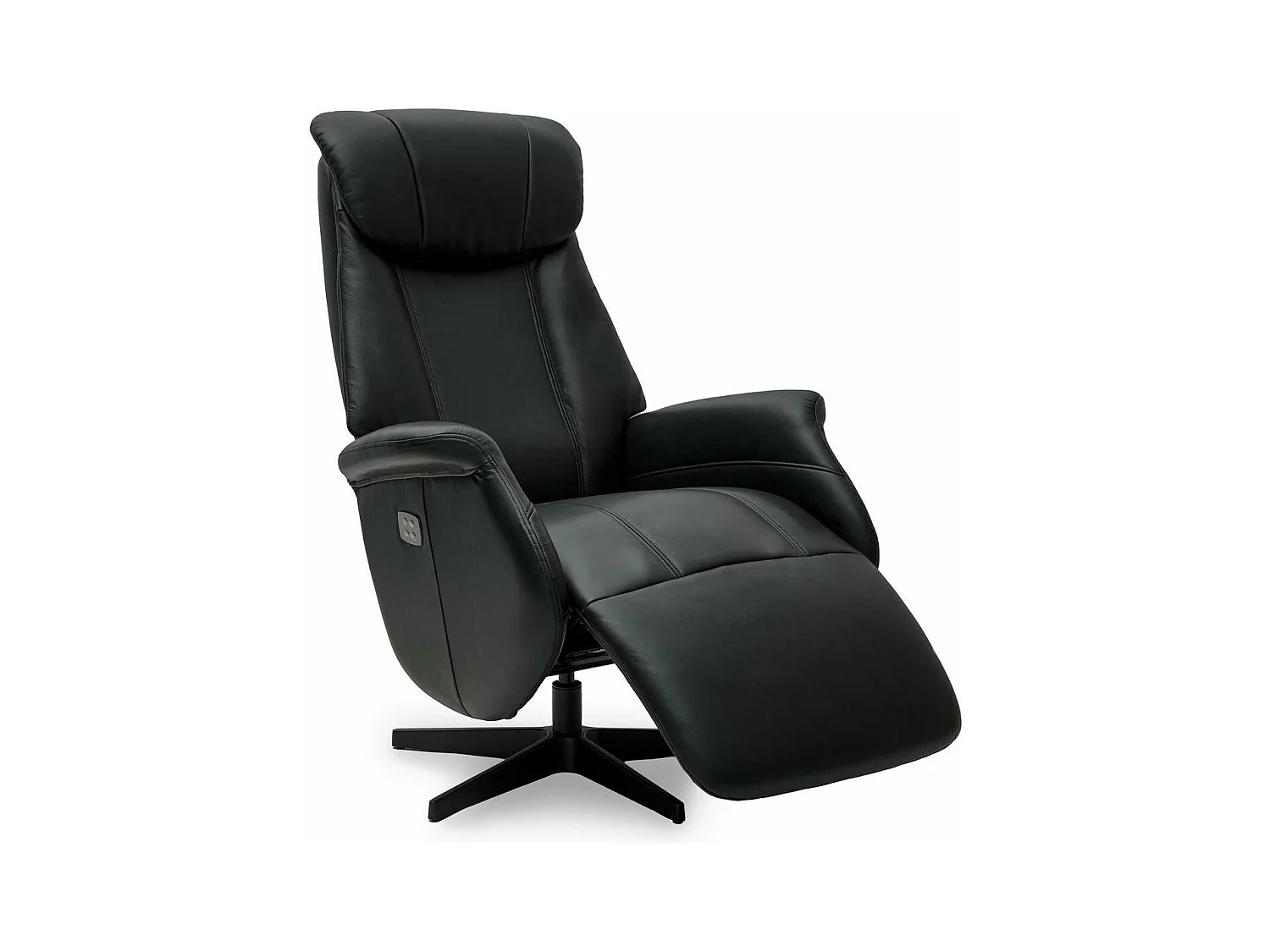 Elektrische relaxfauteuil Bonanza - Leer & metaal - Zwart