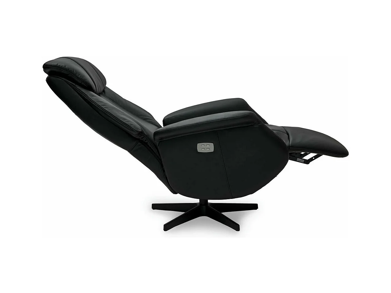 Elektrische relaxfauteuil Bonanza - Leer & metaal - Zwart