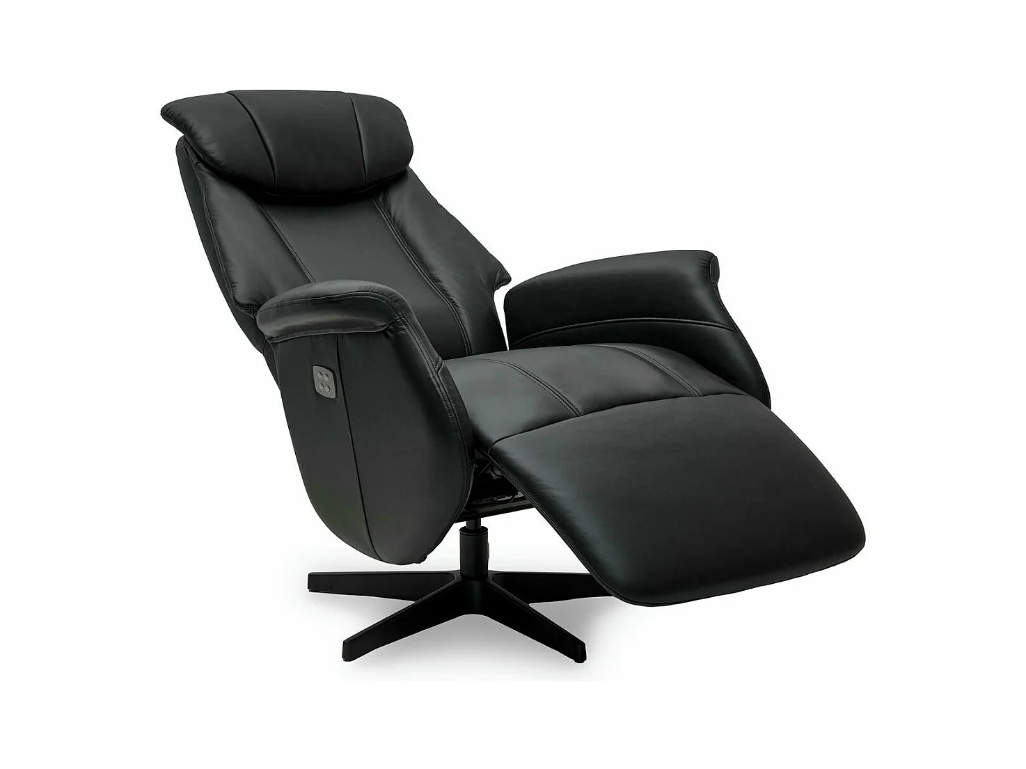 Elektrische relaxfauteuil Bonanza - Leer & metaal - Zwart