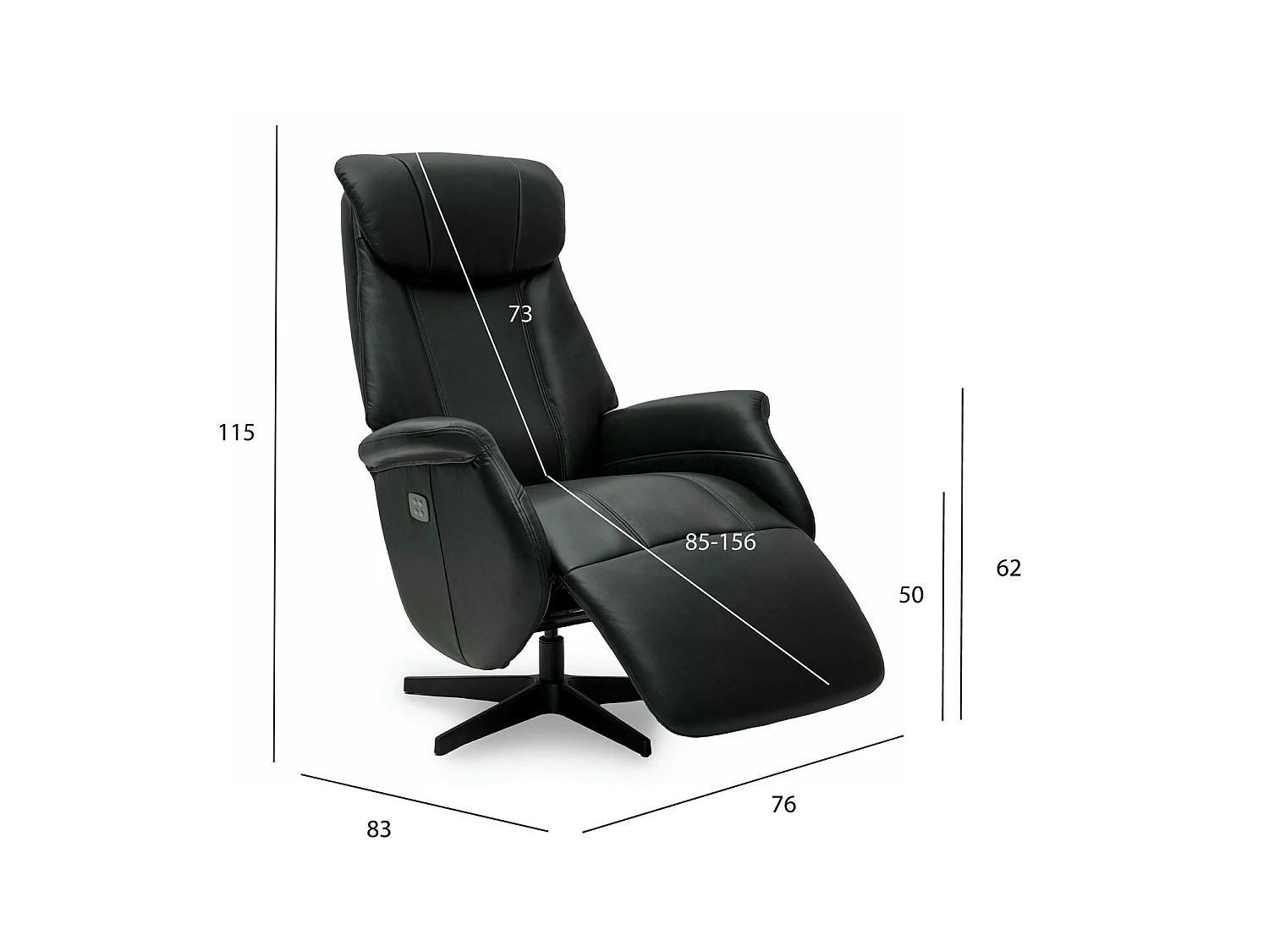 Fauteuil relax électrique Bonanza - Cuir et métal - Noir
