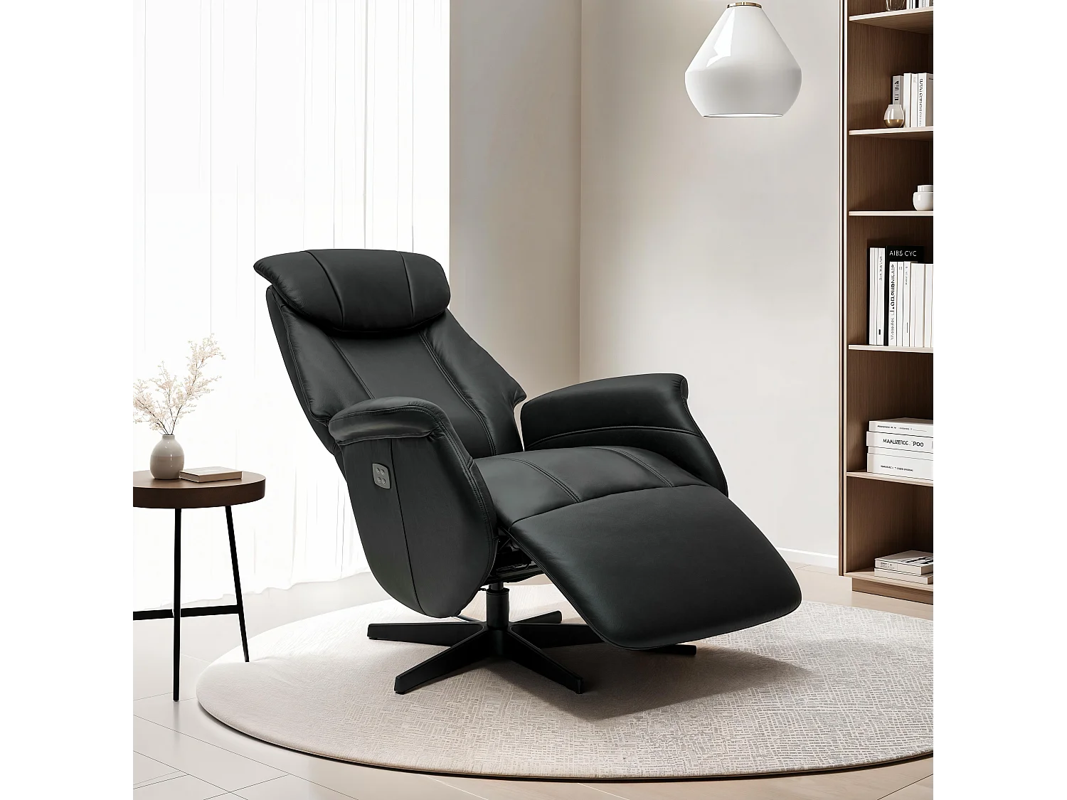 Fauteuil relax électrique Bonanza - Cuir et métal - Noir