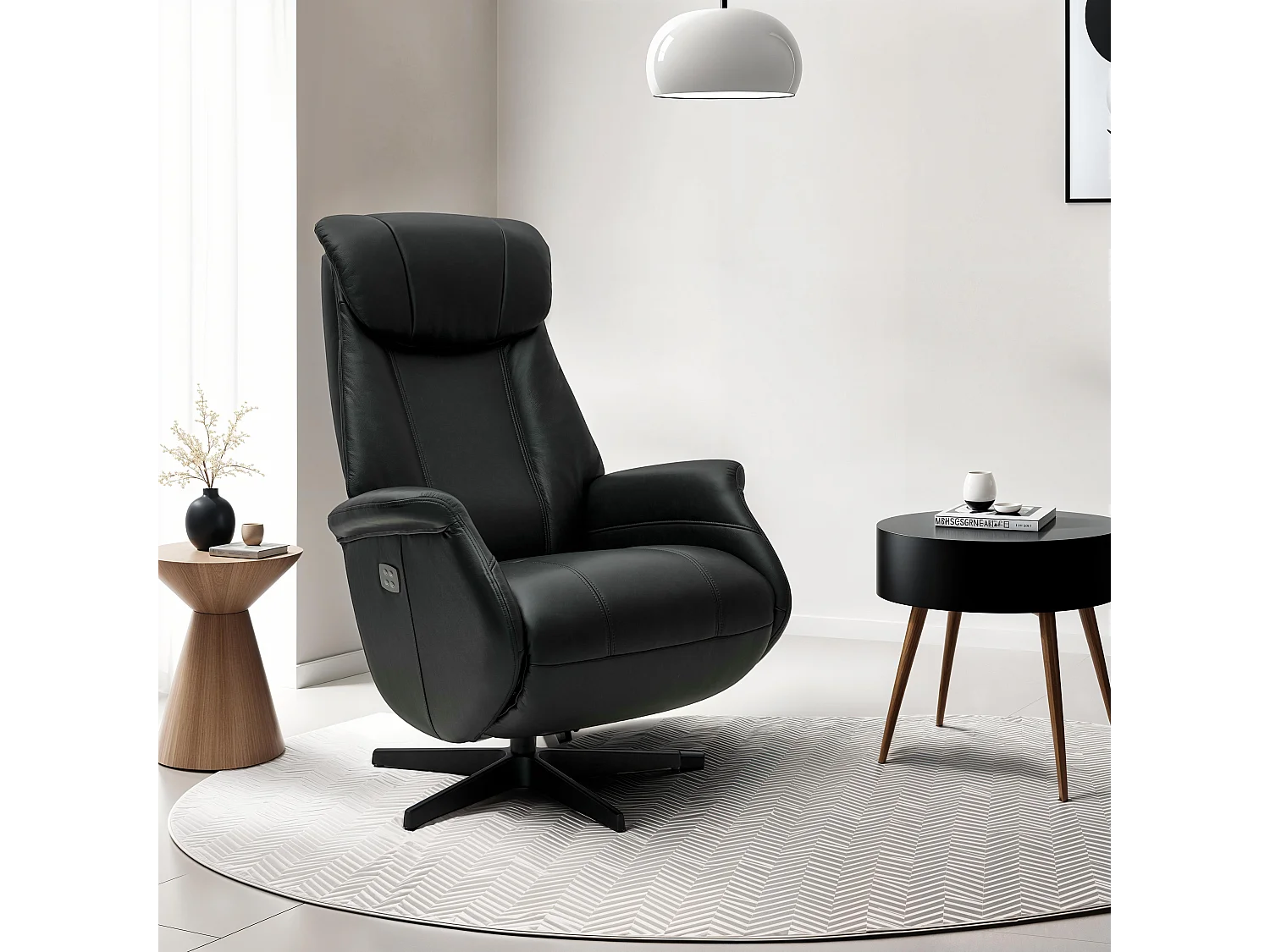 Fauteuil relax électrique Bonanza - Cuir et métal - Noir