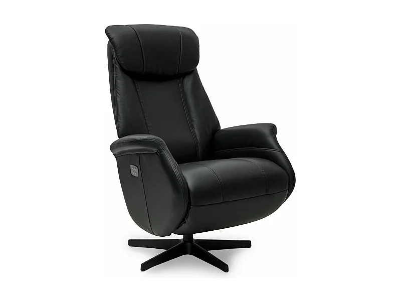Fauteuil relax électrique Bonanza - Cuir et métal - Noir