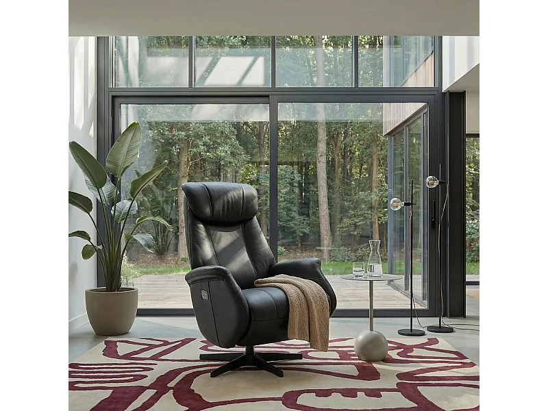 Fauteuil relax électrique Bonanza - Cuir et métal - Noir