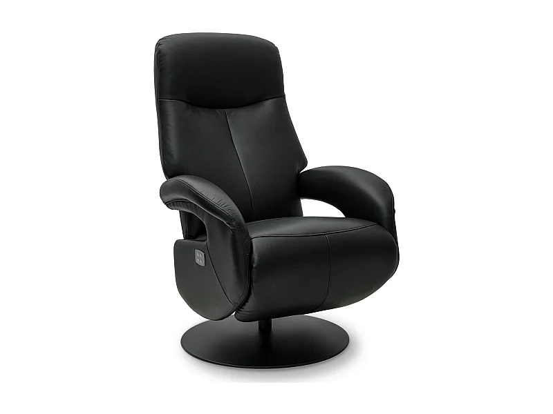 Fauteuil relax électrique Bull - Cuir et métal - Noir