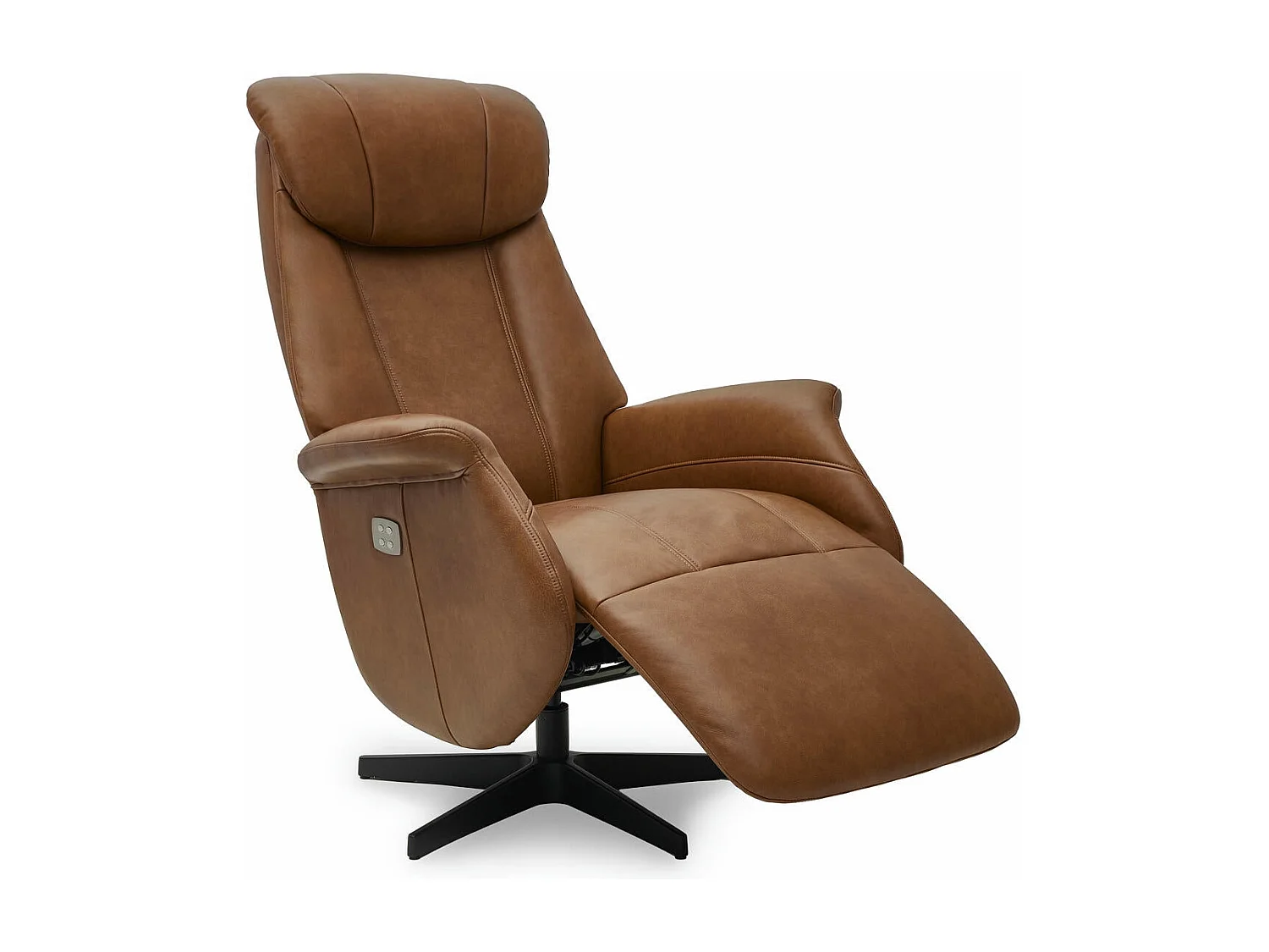 Elektrische relaxfauteuil Bonanza - Leer & metaal - Bruin