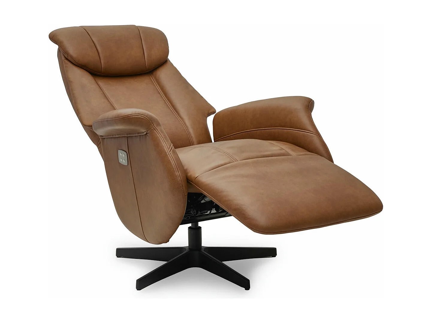 Elektrische relaxfauteuil Bonanza - Leer & metaal - Bruin