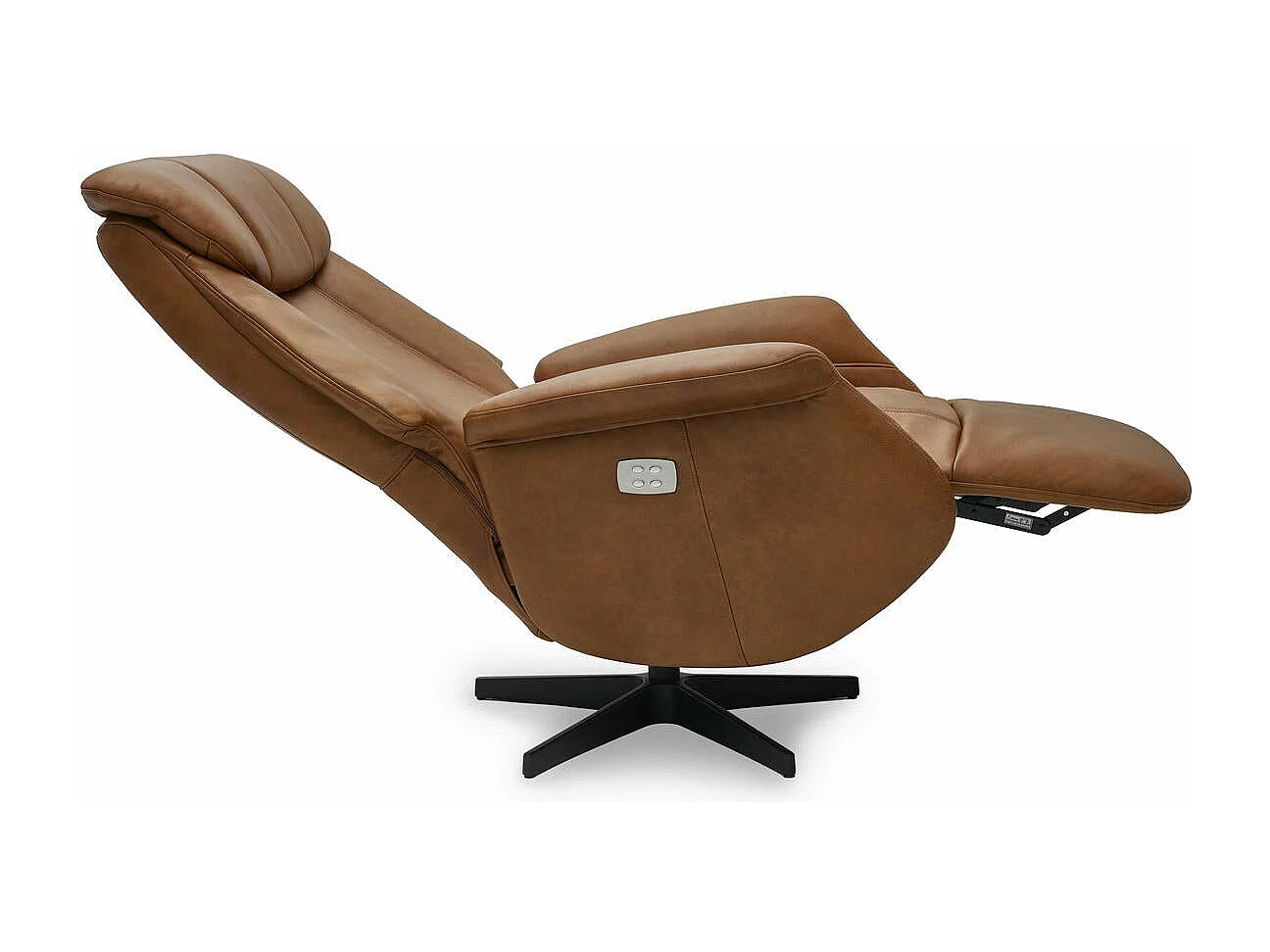 Elektrische relaxfauteuil Bonanza - Leer & metaal - Bruin