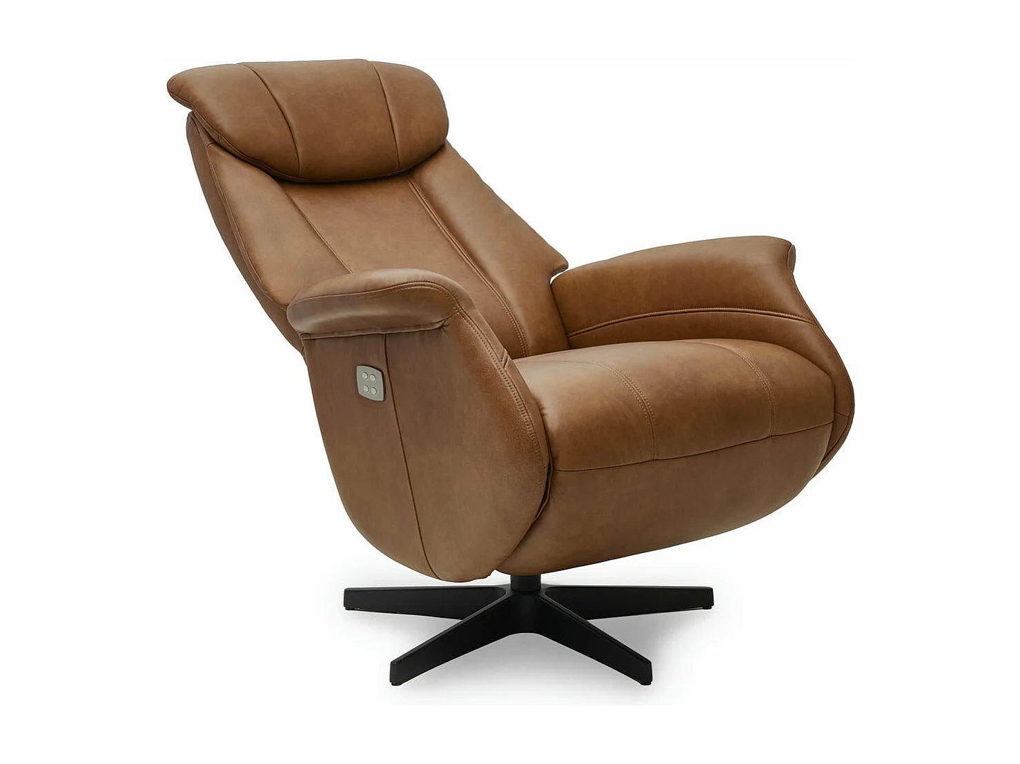 Elektrische relaxfauteuil Bonanza - Leer & metaal - Bruin