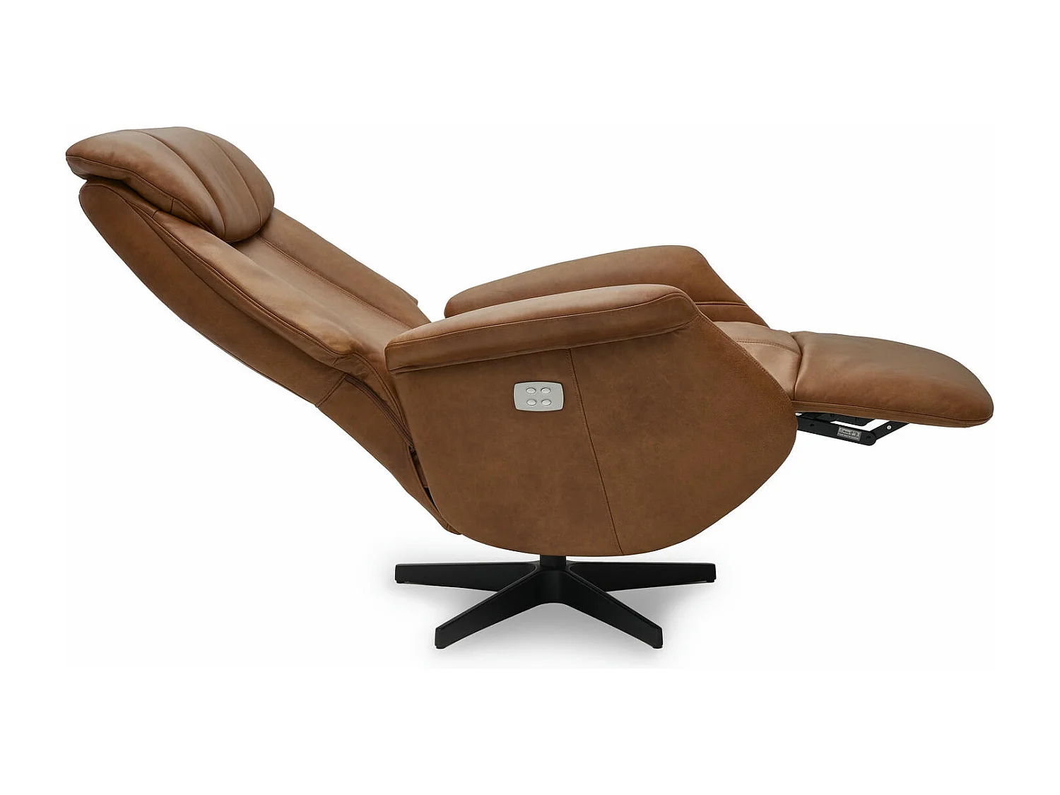 Fauteuil relax électrique Bonanza - Cuir et métal - Marron
