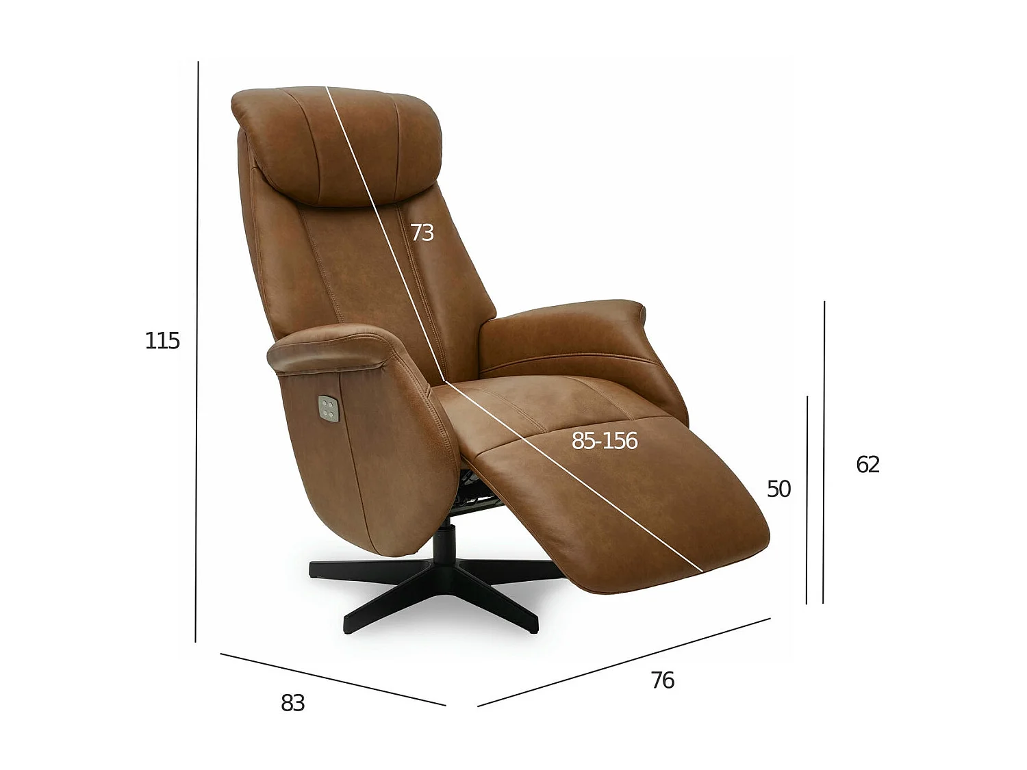 Fauteuil relax électrique Bonanza - Cuir et métal - Marron