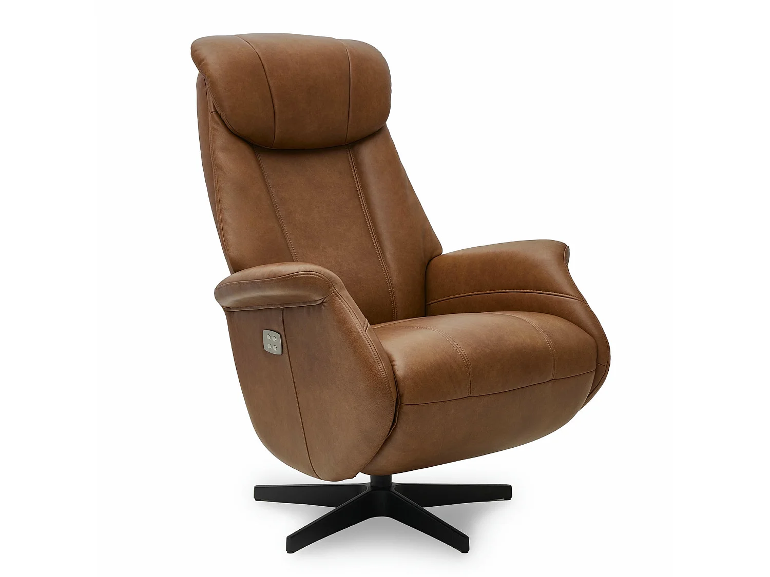 Fauteuil relax électrique Bonanza - Cuir et métal - Marron