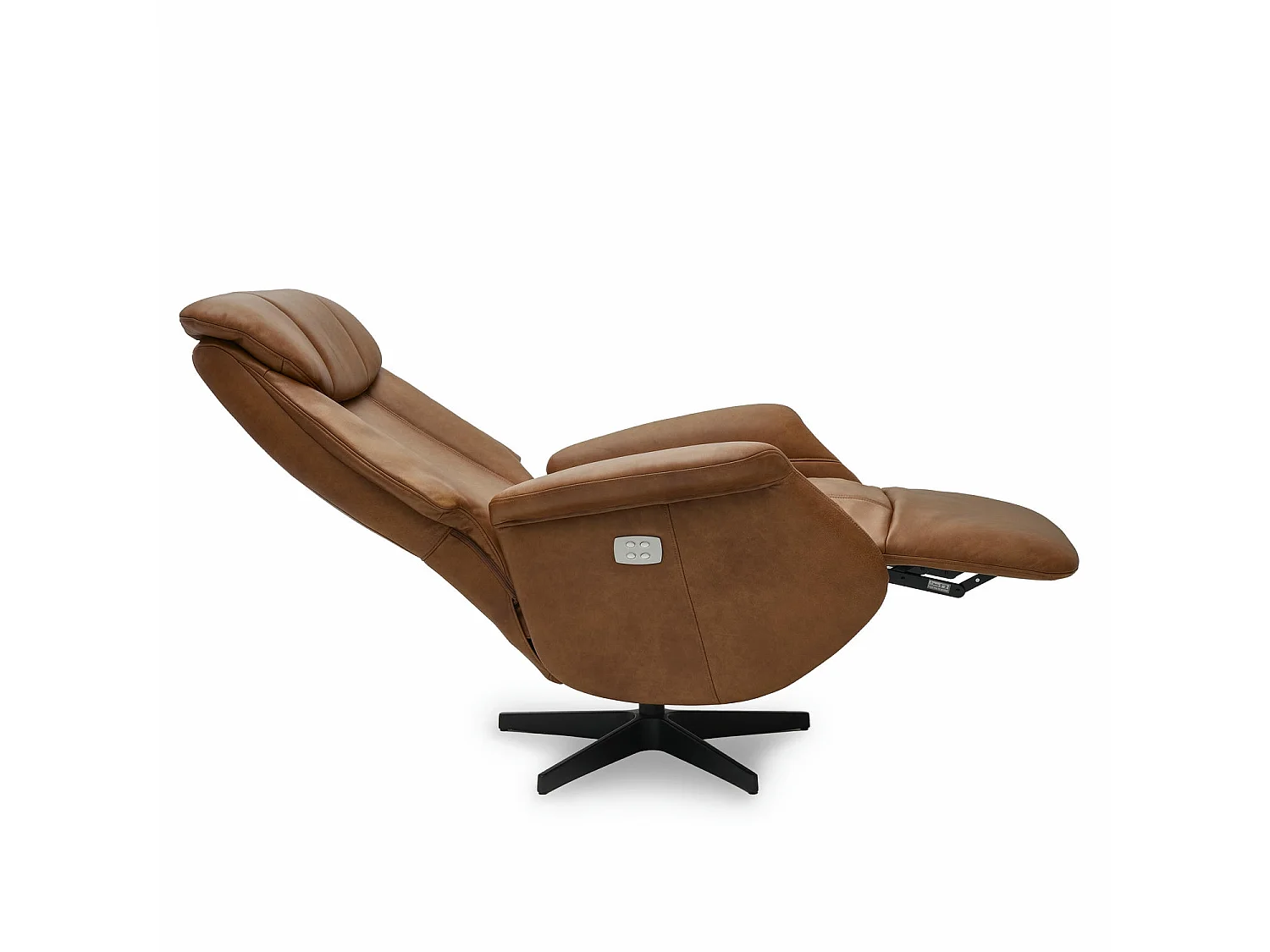 Fauteuil relax électrique Bonanza - Cuir et métal - Marron