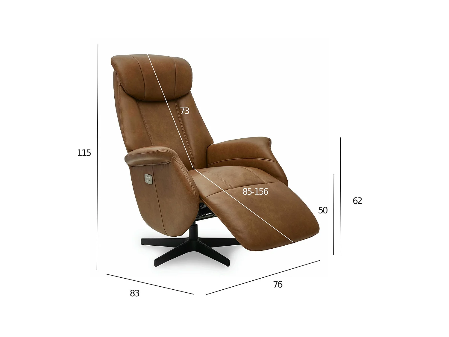 Fauteuil relax électrique Bonanza - Cuir et métal - Marron